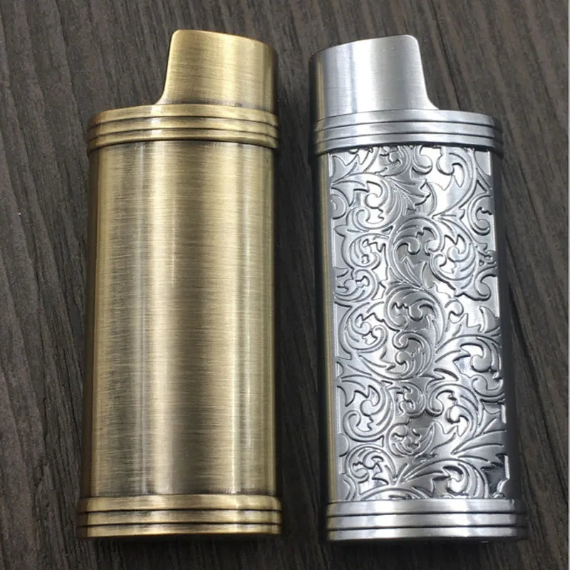 Metal Armor Gas Lighter Cover Holder Pouches Arabesque Hollow Carving J3/J5/J6 Lighter Case General Plastic Body Protection