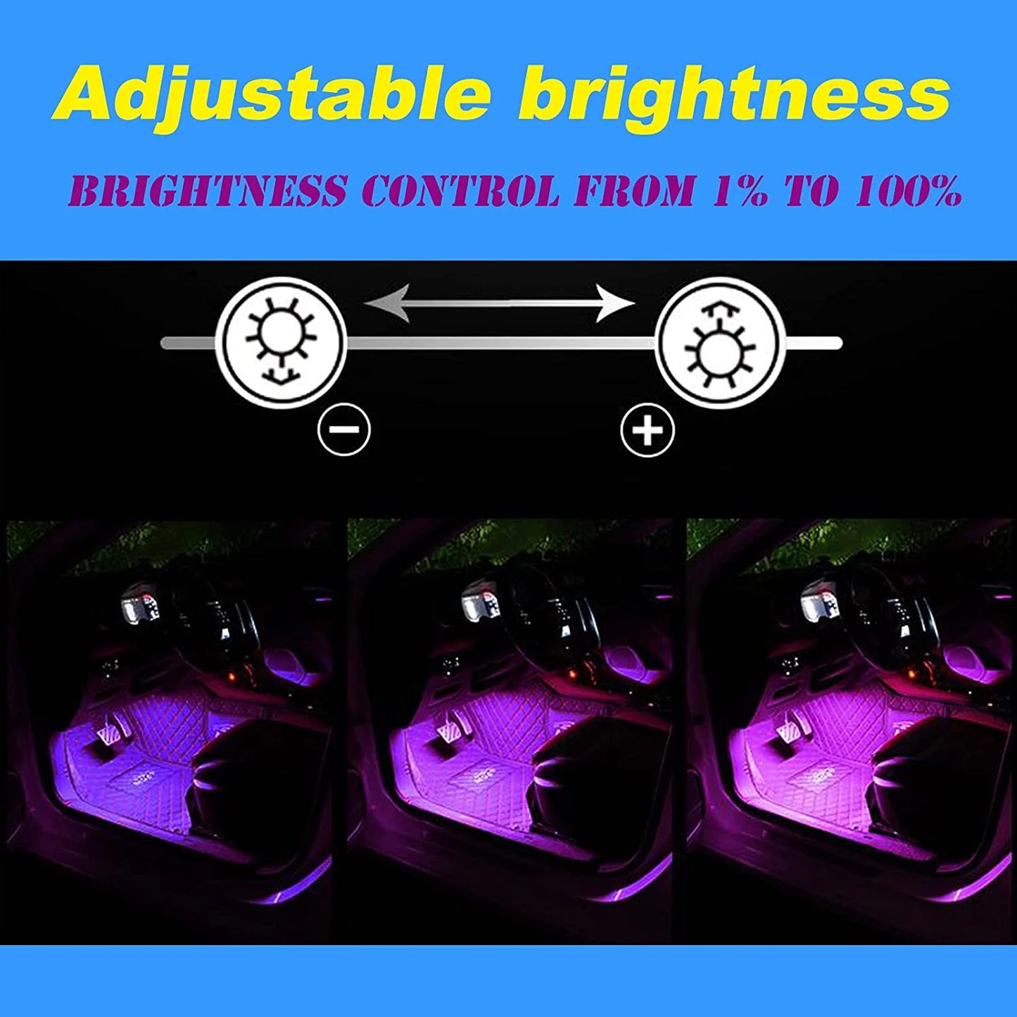 Multi-Color Strip Lights with App Control, Smart Interior 48 LED Car Lights with Music Mode, USB Powered under Dash Interior Lights for Cars, Suvs, 4 Pcs