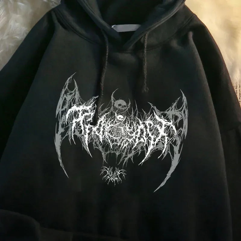 Skull Graphic Printed Long Sleeve Men Hooded Women's