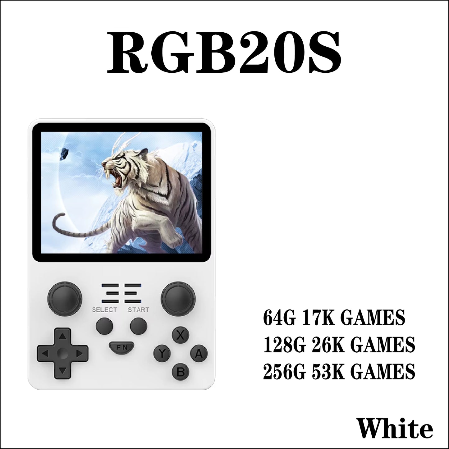 POWKIDDY RGB20S Handheld Game Console Retro Open Source System Video Game Console 4:3 IPS Screen Double Joystick Children'S Gift