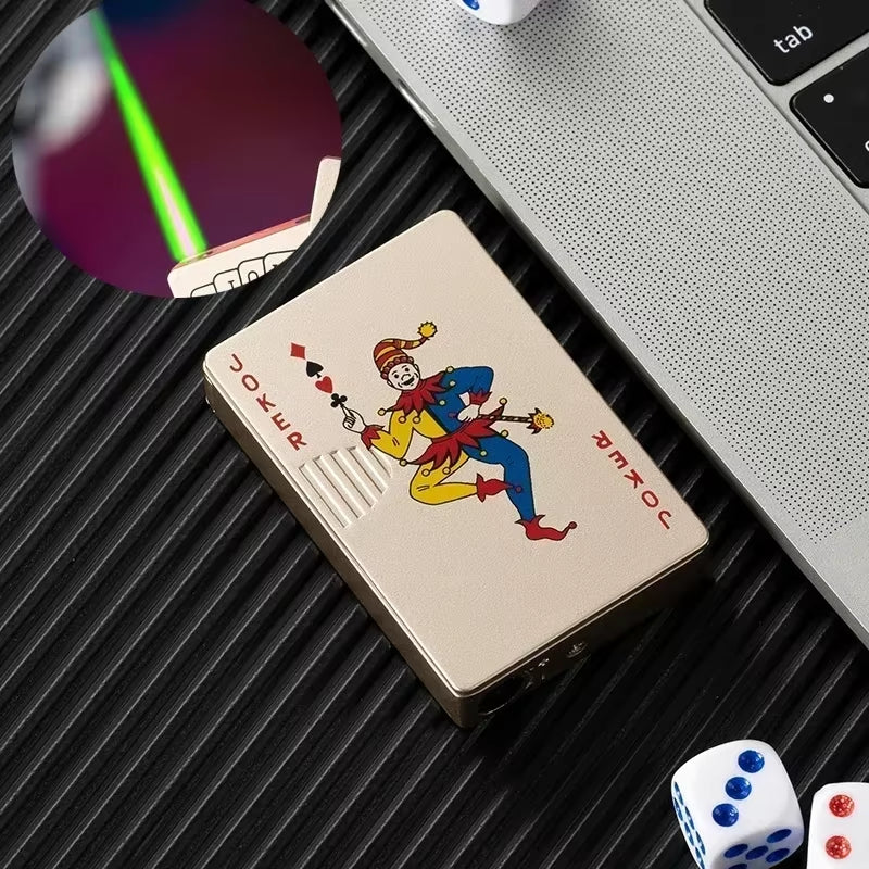 New Creative Jet Flame Poker Cigarette Lighter Metal Windproof Playing Card Gas Lighters Torch Fun Toys Smoking Accessories Gift