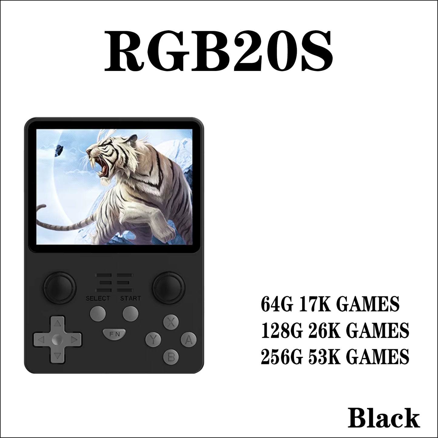 POWKIDDY RGB20S Handheld Game Console Retro Open Source System Video Game Console 4:3 IPS Screen Double Joystick Children'S Gift
