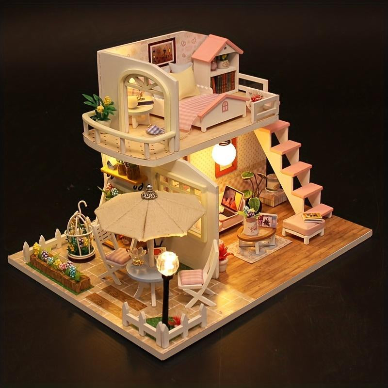 Handmade DIY Wood Craft Kit, 1 Count 3D Creative Assembly Wooden House Model, Birthday Gift, Christmas Gift