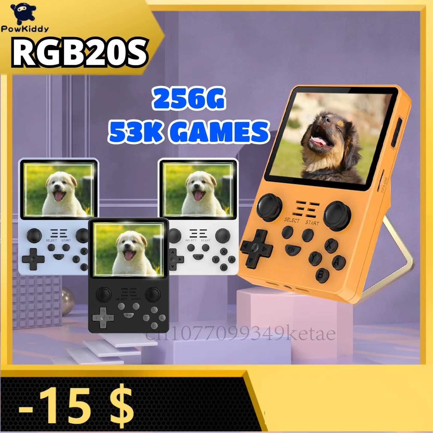 POWKIDDY RGB20S Handheld Game Console Retro Open Source System Video Game Console 4:3 IPS Screen Double Joystick Children'S Gift