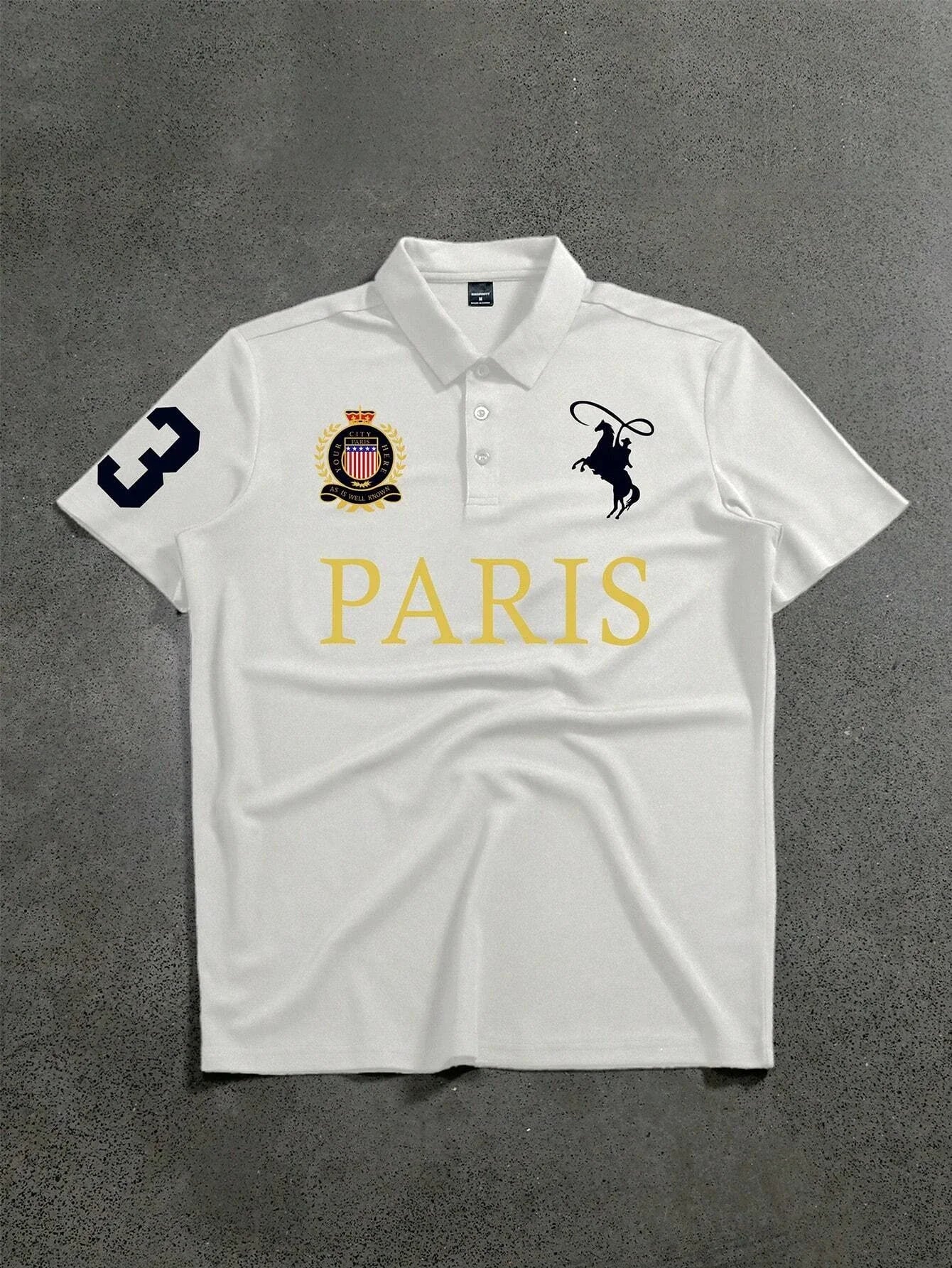 Manfinity Mode Men'S Short Sleeve Polo Shirt Minimalist and Fashionable Suitable for Summer Street Printing Sports Style Polo