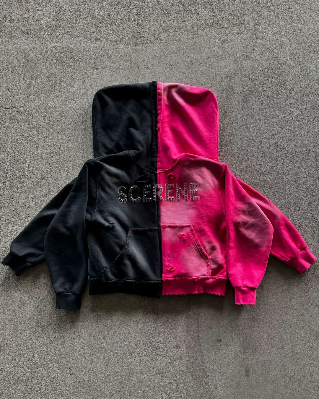 Oversized Letter Pattern Rhinestones Sweatshirt Y2K Clothes Gothic Punk Hole Black Hoodies Men and Women Casual Zip up Hoodie
