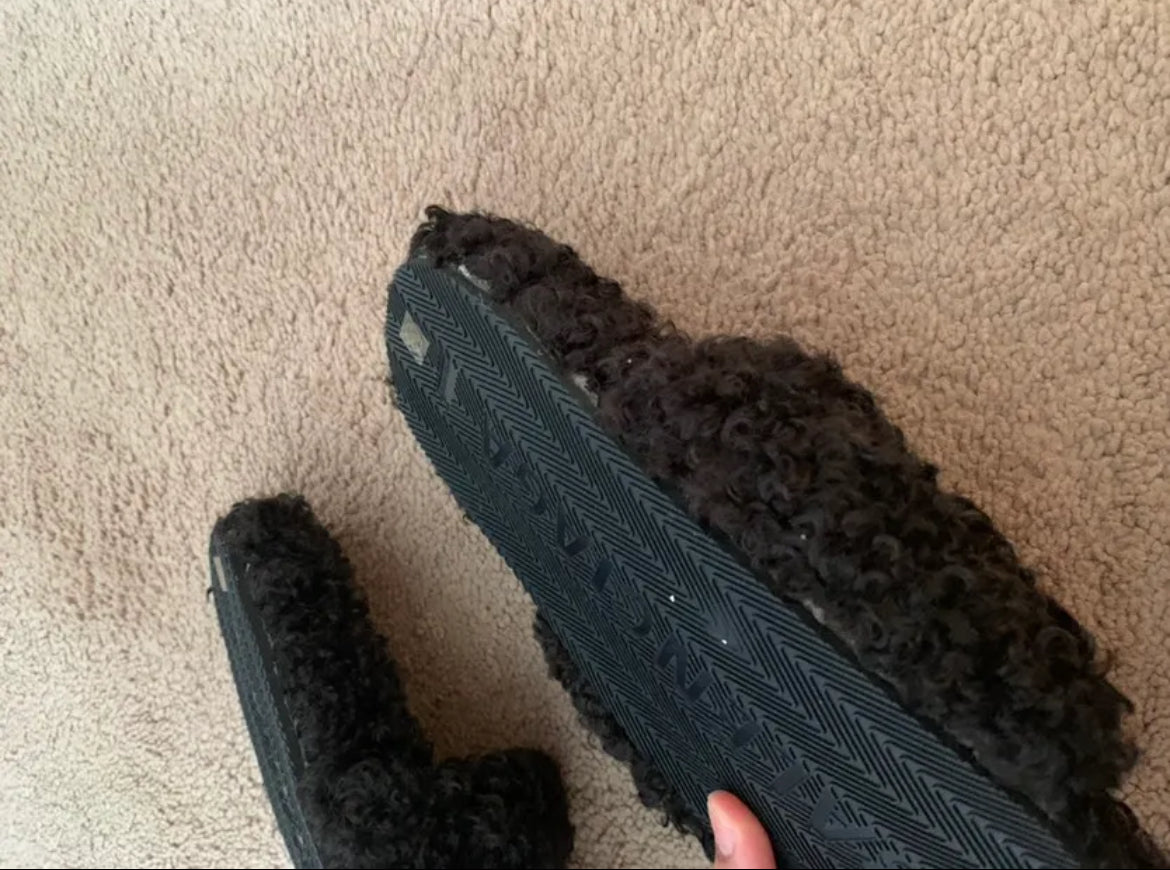 Black Lenci Designer Luxury Fur Slides