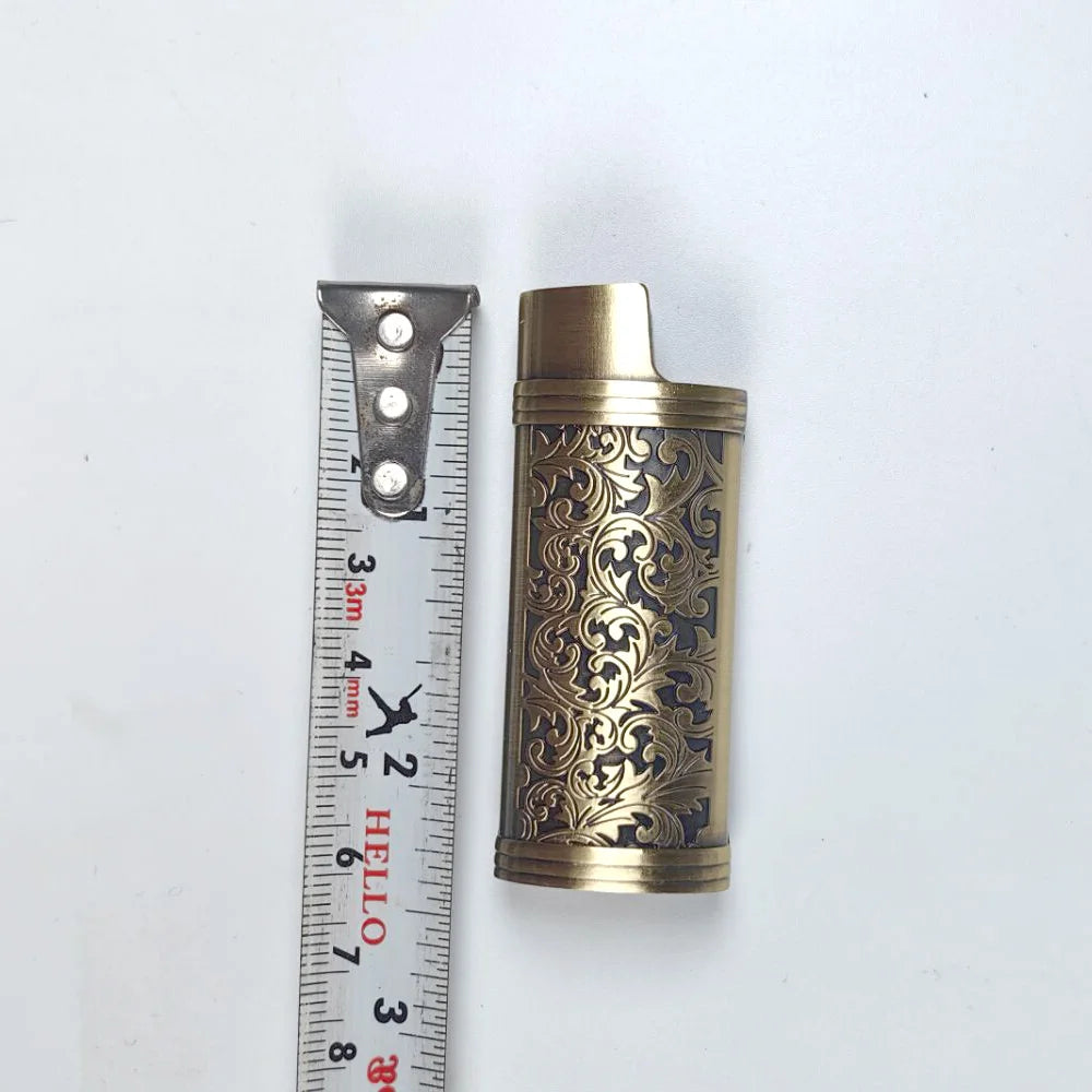 Metal Armor Gas Lighter Cover Holder Pouches Arabesque Hollow Carving J3/J5/J6 Lighter Case General Plastic Body Protection