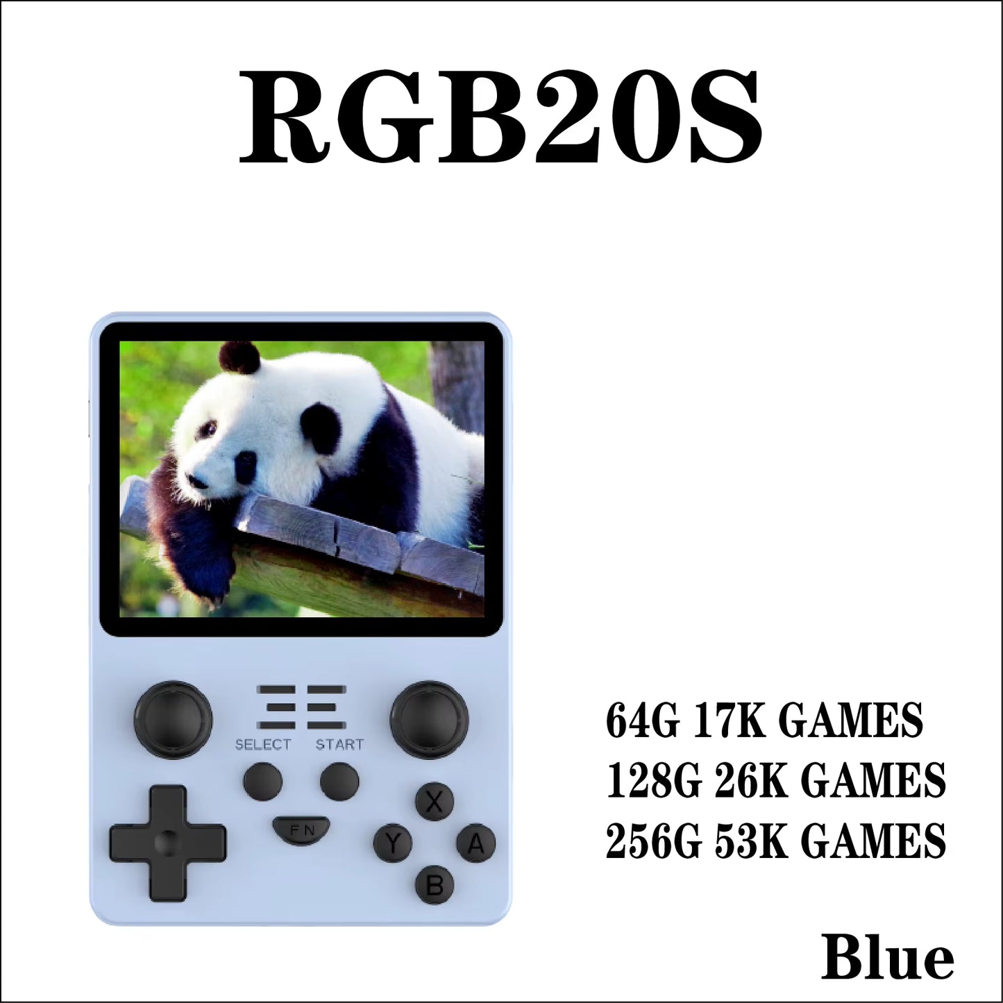 POWKIDDY RGB20S Handheld Game Console Retro Open Source System Video Game Console 4:3 IPS Screen Double Joystick Children'S Gift