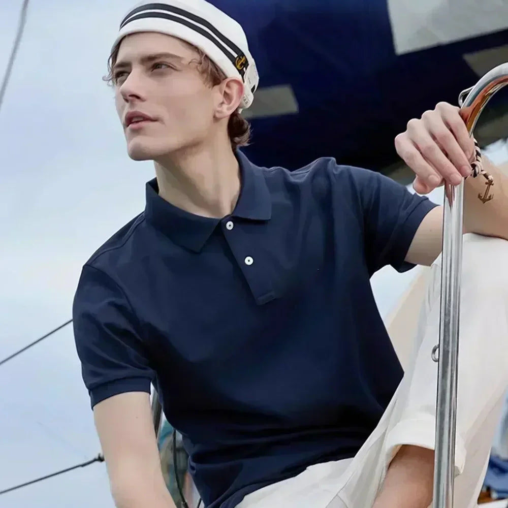 Manfinity Mode Men'S Short Sleeve Polo Shirt Minimalist and Fashionable Suitable for Summer Street Printing Sports Style Polo