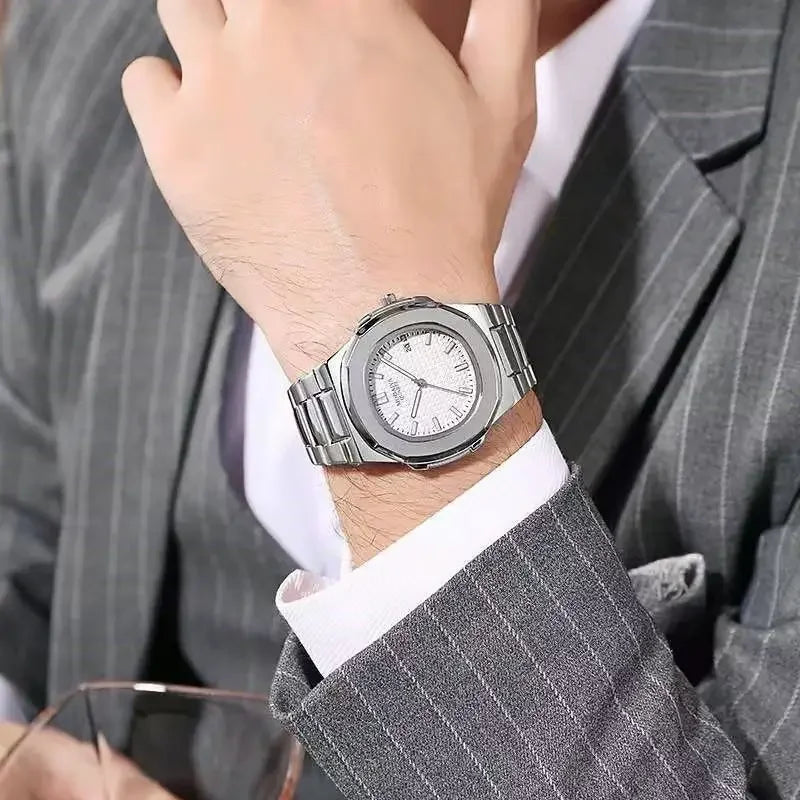 New Luxury Men Quartz Watches Automatic Date Watch Man Stainless Steel Sport Chronograph Watch for Men Clock Reloj Hombre