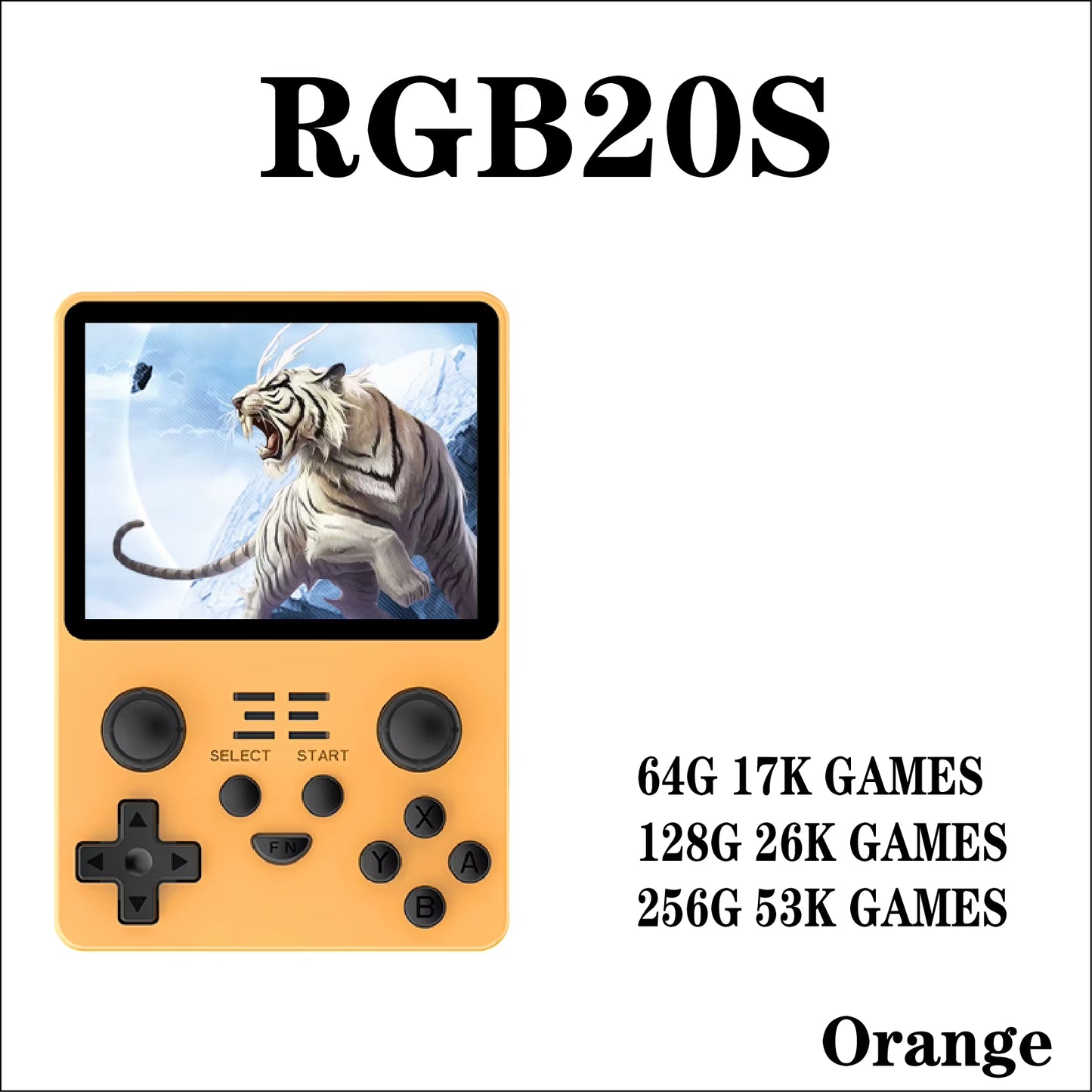 POWKIDDY RGB20S Handheld Game Console Retro Open Source System Video Game Console 4:3 IPS Screen Double Joystick Children'S Gift