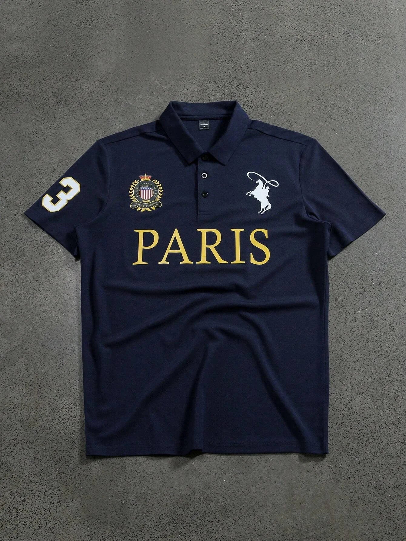 Manfinity Mode Men'S Short Sleeve Polo Shirt Minimalist and Fashionable Suitable for Summer Street Printing Sports Style Polo