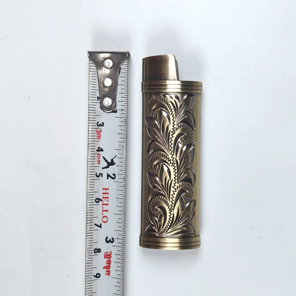 Metal Armor Gas Lighter Cover Holder Pouches Arabesque Hollow Carving J3/J5/J6 Lighter Case General Plastic Body Protection