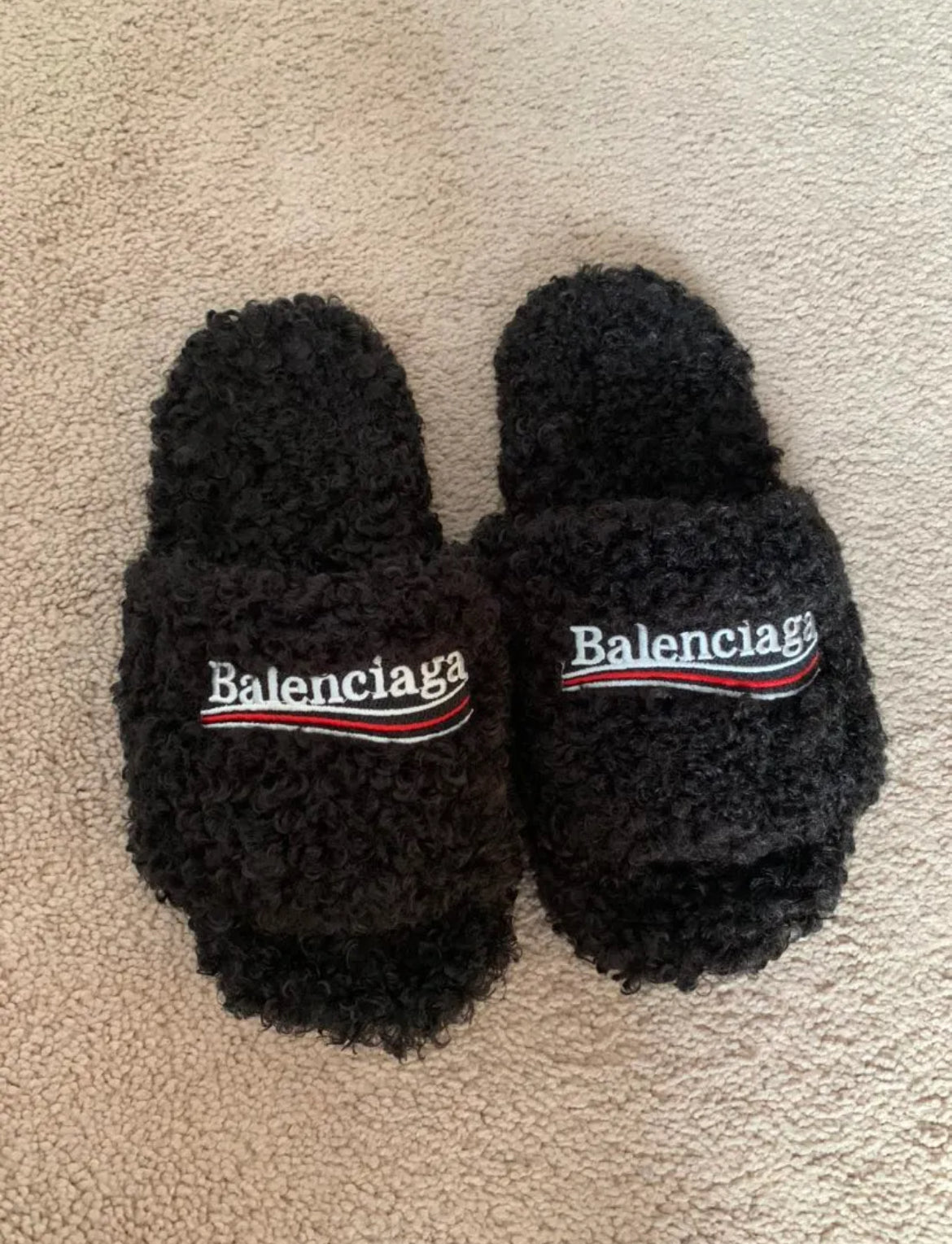 Black Lenci Designer Luxury Fur Slides