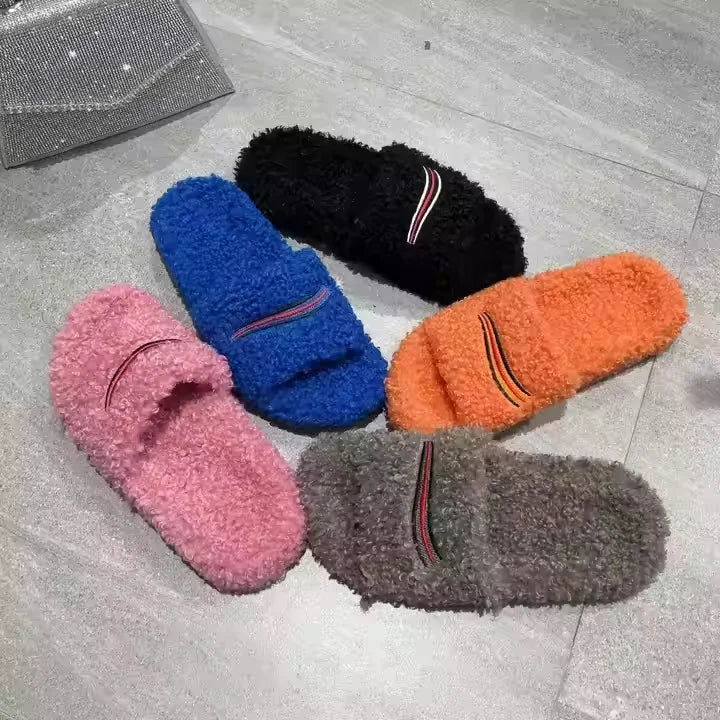 Lenci Designer Luxury Fur Slides