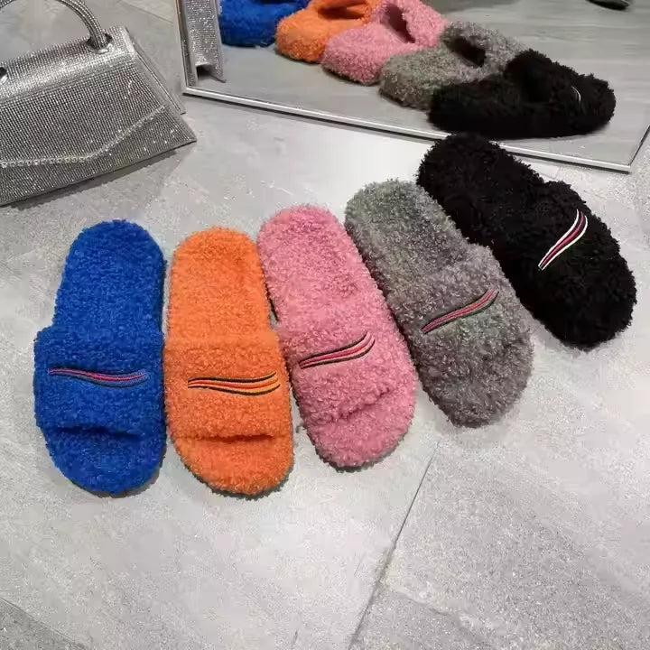 Lenci Designer Luxury Fur Slides