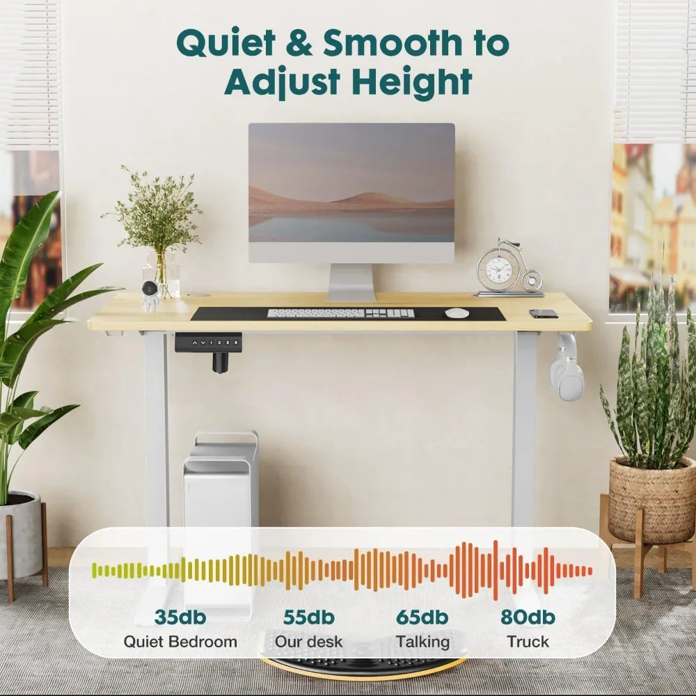 Standing Desk, Adjustable Height Electric Sit Stand up down Computer Table, 55X24 Inch Ergonomic Rising Modern Lift Motorized Ga