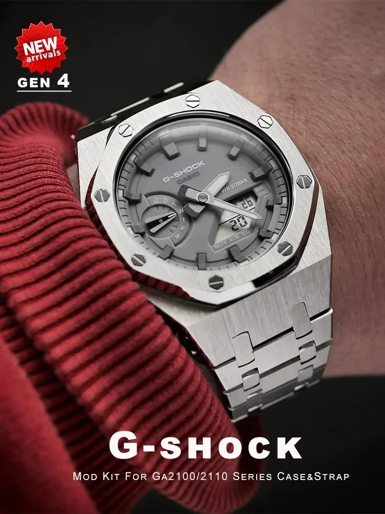 For G-SHOCK GA2100/GA2110 GAB2100 Gen4 Stainless Steel Case Bezel Rubber Strap Replacement Mod Refit Kit Accessories Wholesale