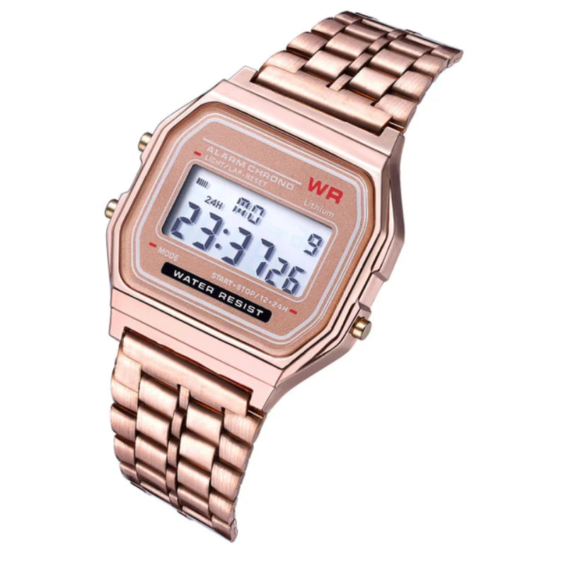 F91W Non-Waterproof Steel Band Watch for Women, Men, Business Clock, Multi-Functional LED Digital Sports Watch, Electronic Clock