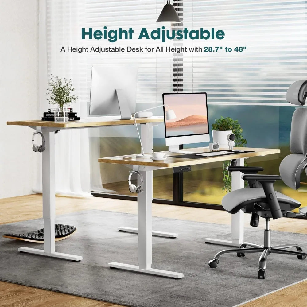 Standing Desk, Adjustable Height Electric Sit Stand up down Computer Table, 55X24 Inch Ergonomic Rising Modern Lift Motorized Ga