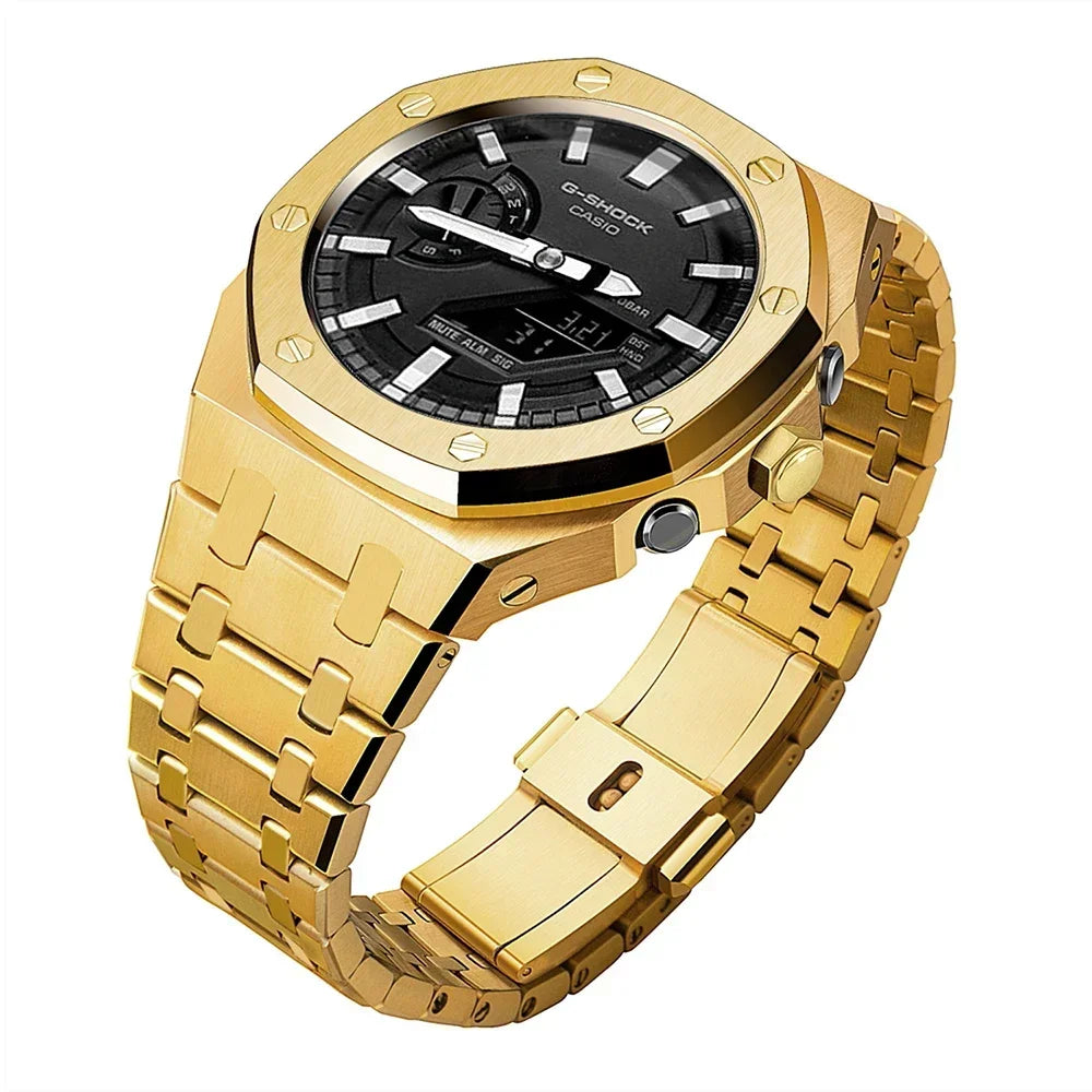 For G-SHOCK GA2100/GA2110 GAB2100 Gen4 Stainless Steel Case Bezel Rubber Strap Replacement Mod Refit Kit Accessories Wholesale