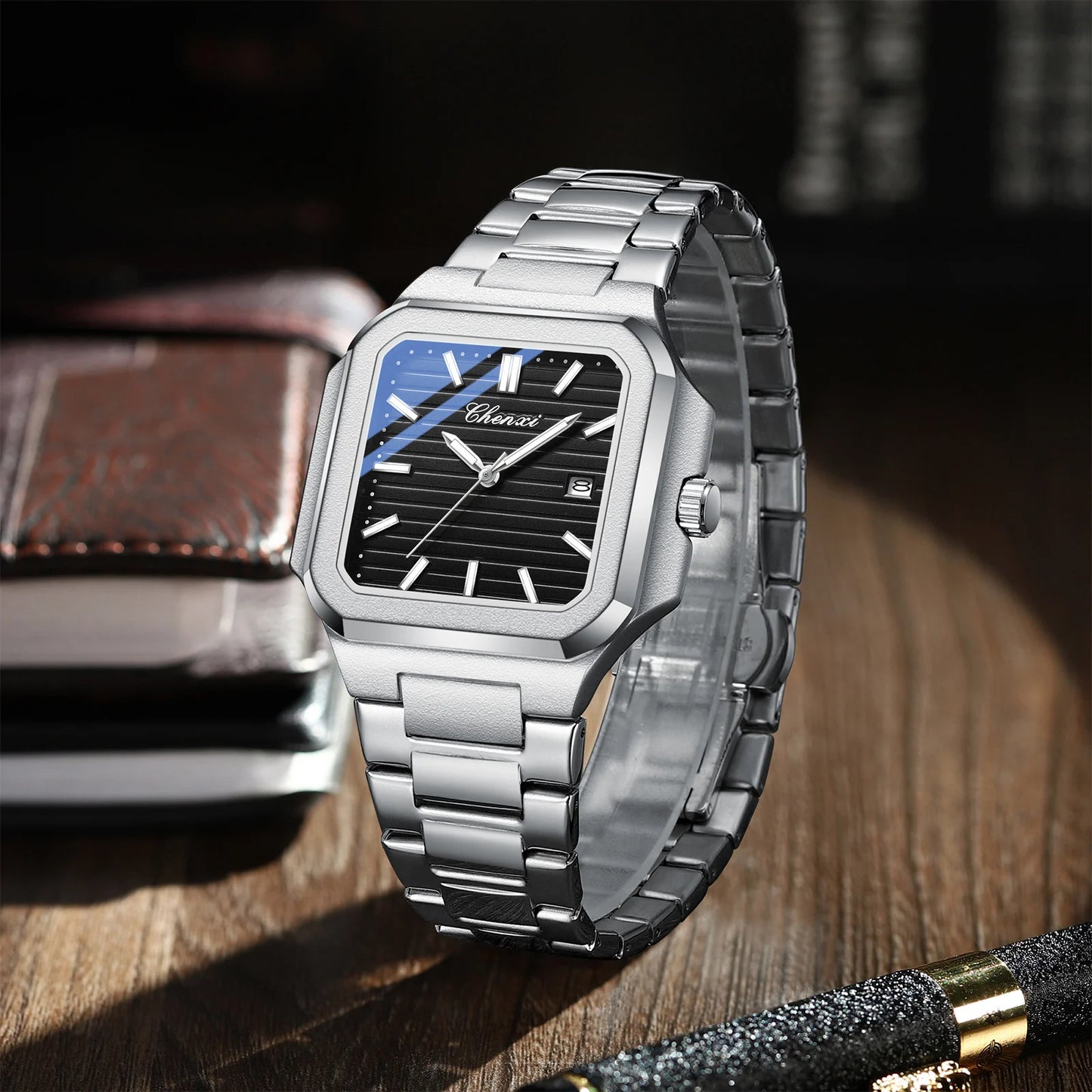 Men'S Quartz Watch Calendar Luminous Waterproof Stainless Steel High Quality Clock