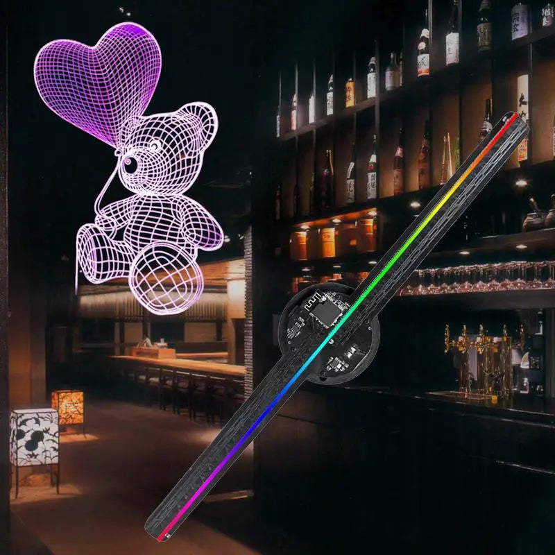 3D Hologram LED Fan 3D Holographic Projector Advertising Display Light HD Holographic Projector for Christmas Halloween