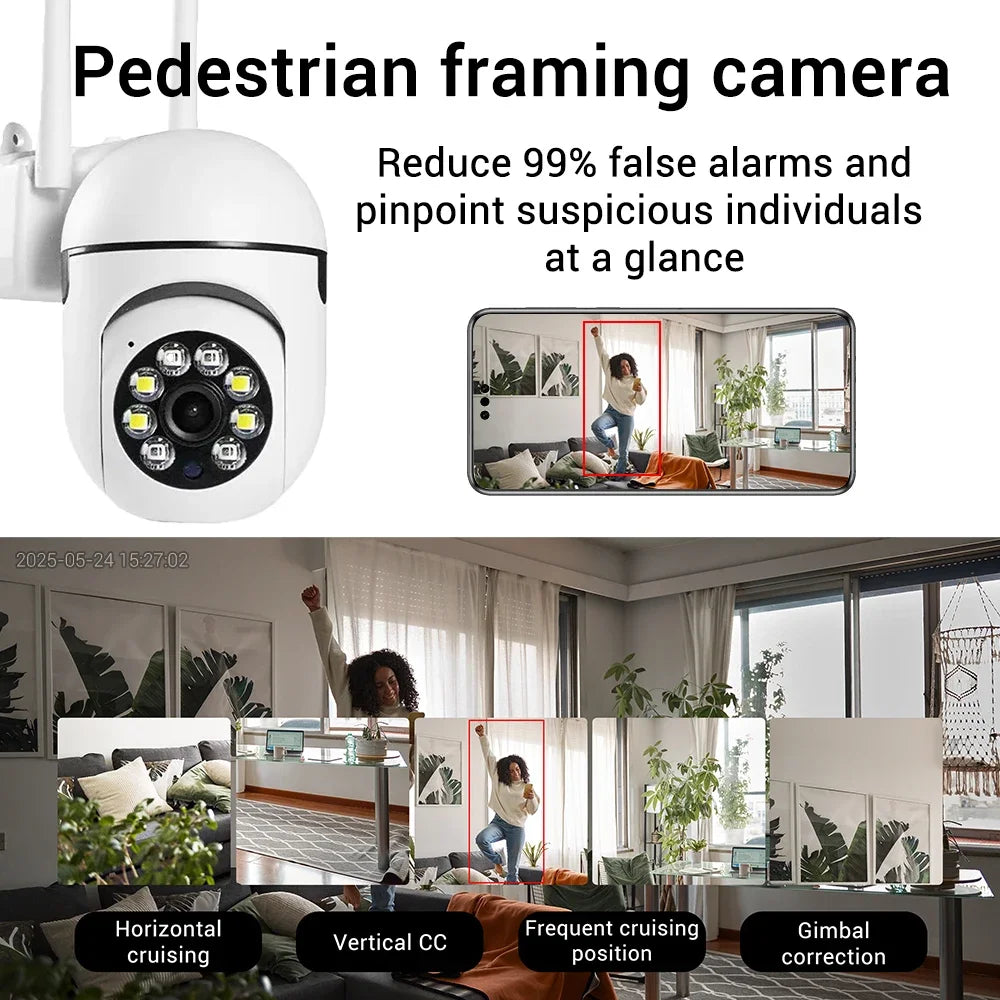 8MP Security Cameras HD Color Night Surveillance Indoor/Outdoor Motion Tracking Light Alarm CCTV Camera