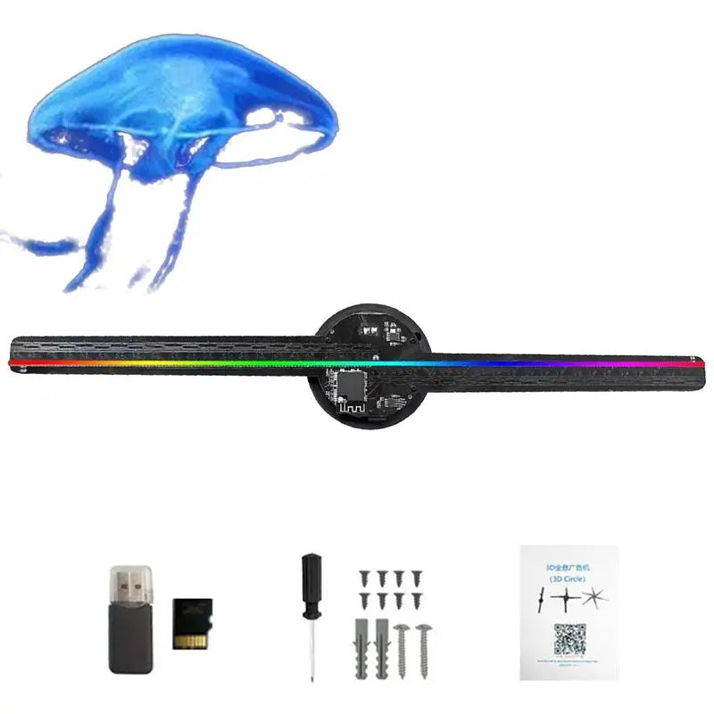3D Hologram LED Fan 3D Holographic Projector Advertising Display Light HD Holographic Projector for Christmas Halloween
