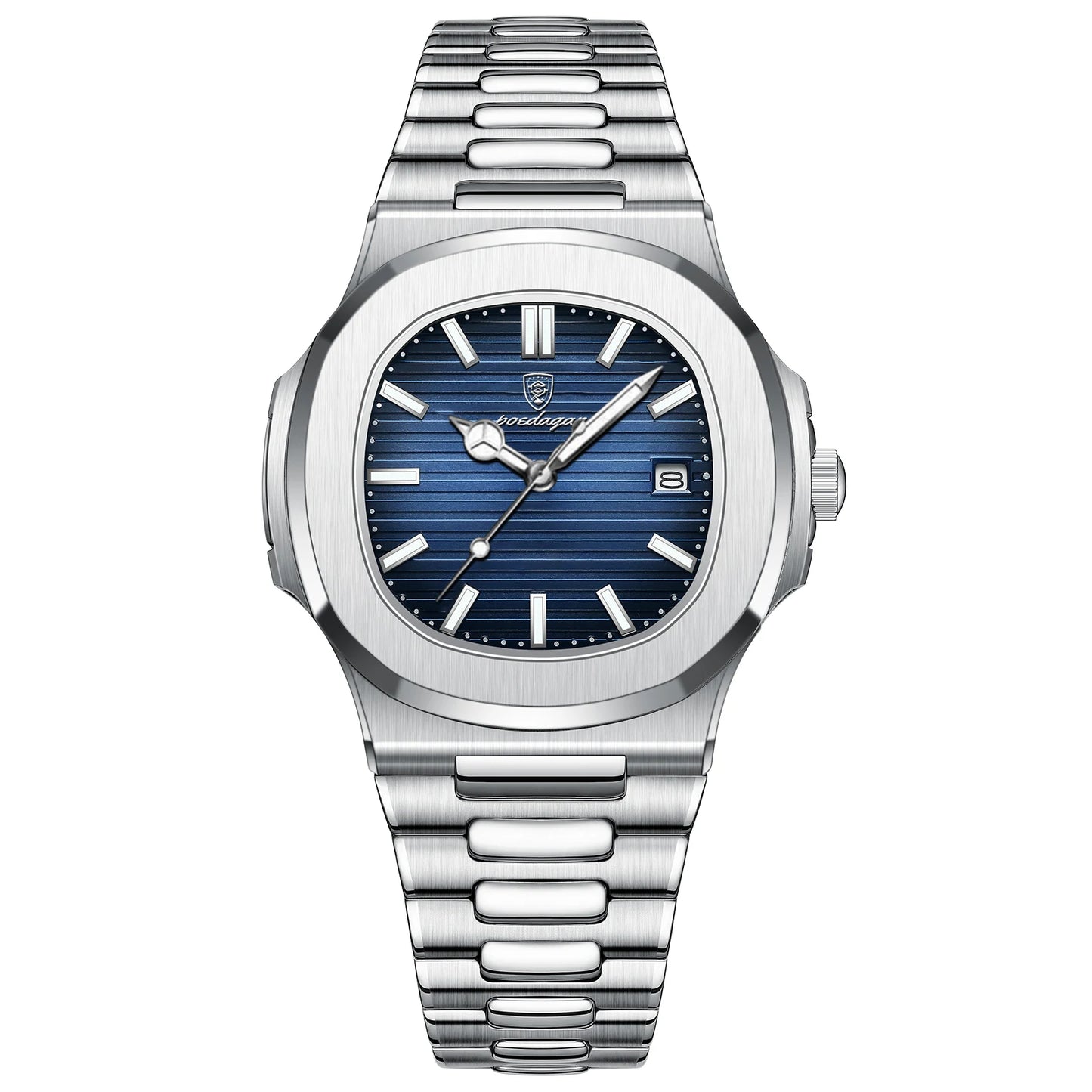 Square Luxury Men Wristwatch Waterproof Luminous Date Stainless Steel Male Clock Business Sports Quartz Watches for Men