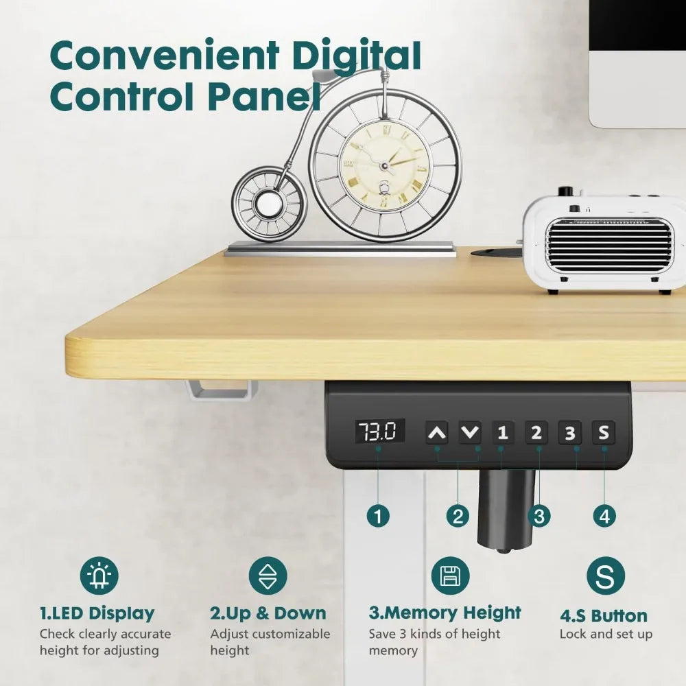 Standing Desk, Adjustable Height Electric Sit Stand up down Computer Table, 55X24 Inch Ergonomic Rising Modern Lift Motorized Ga
