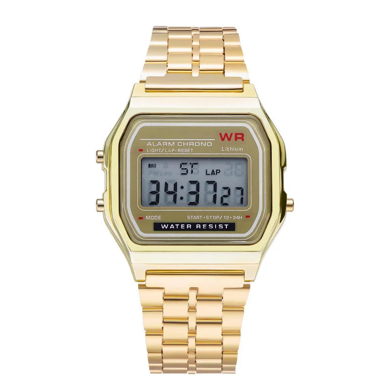 F91W Non-Waterproof Steel Band Watch for Women, Men, Business Clock, Multi-Functional LED Digital Sports Watch, Electronic Clock