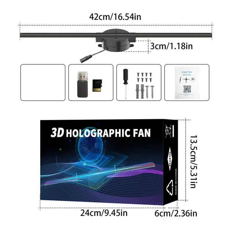 3D Hologram LED Fan 3D Holographic Projector Advertising Display Light HD Holographic Projector for Christmas Halloween