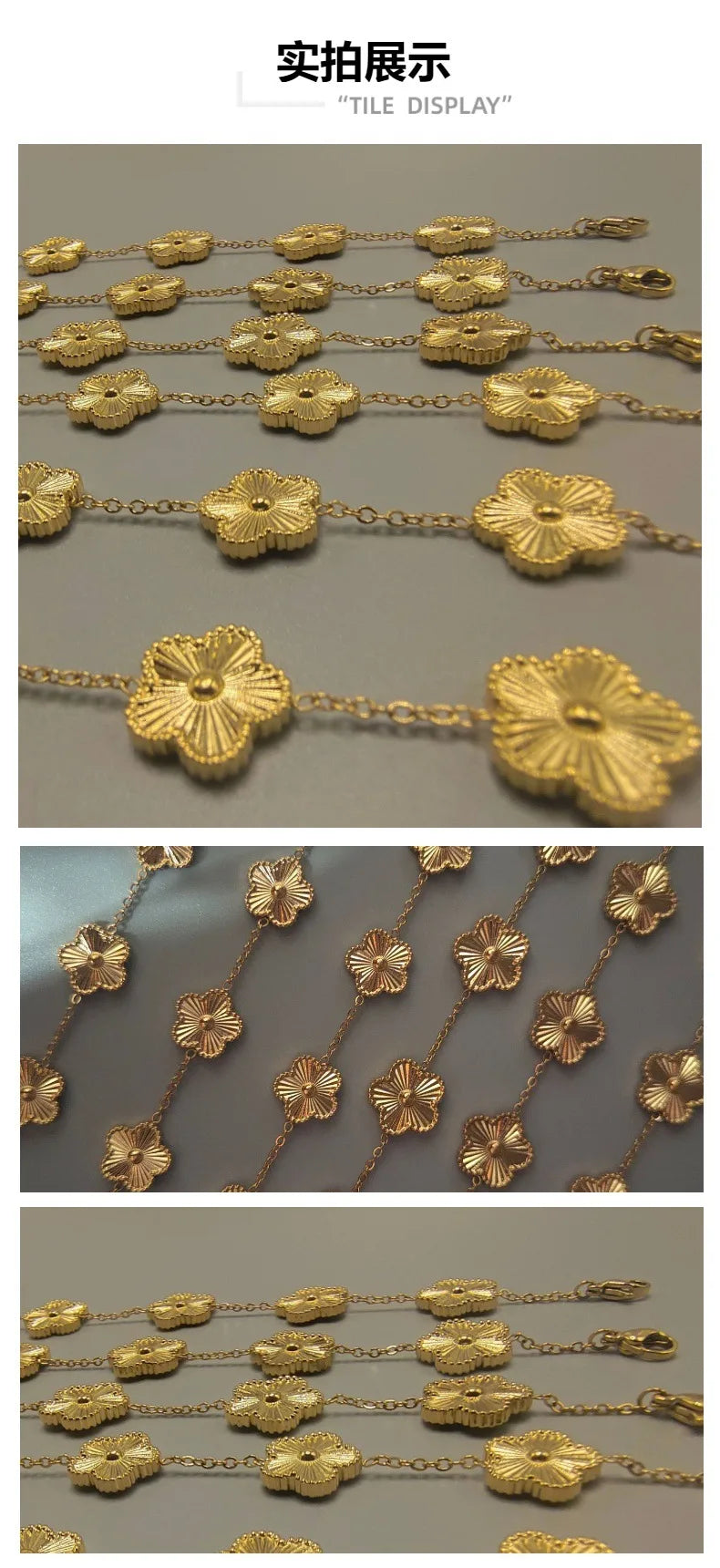Metal New Stainless Steel Hot Selling Plum Blossom Plant Five Leaf Flower Bracelet 18K Gold Plated Shiny Women'S Accessories