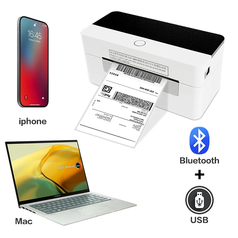 4Inch Thermal Shipping Label Printer 9220Usb/Bluetooth Compatible with Windows/Mac Barcode Label Printer