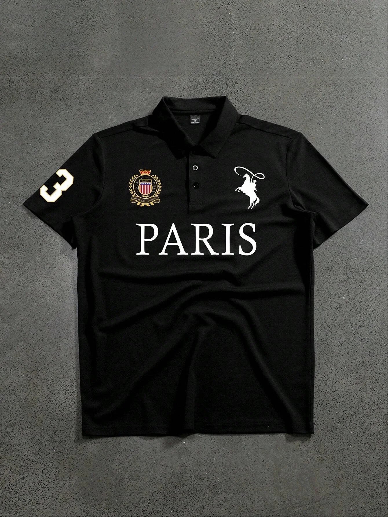 Manfinity Mode Men'S Short Sleeve Polo Shirt Minimalist and Fashionable Suitable for Summer Street Printing Sports Style Polo