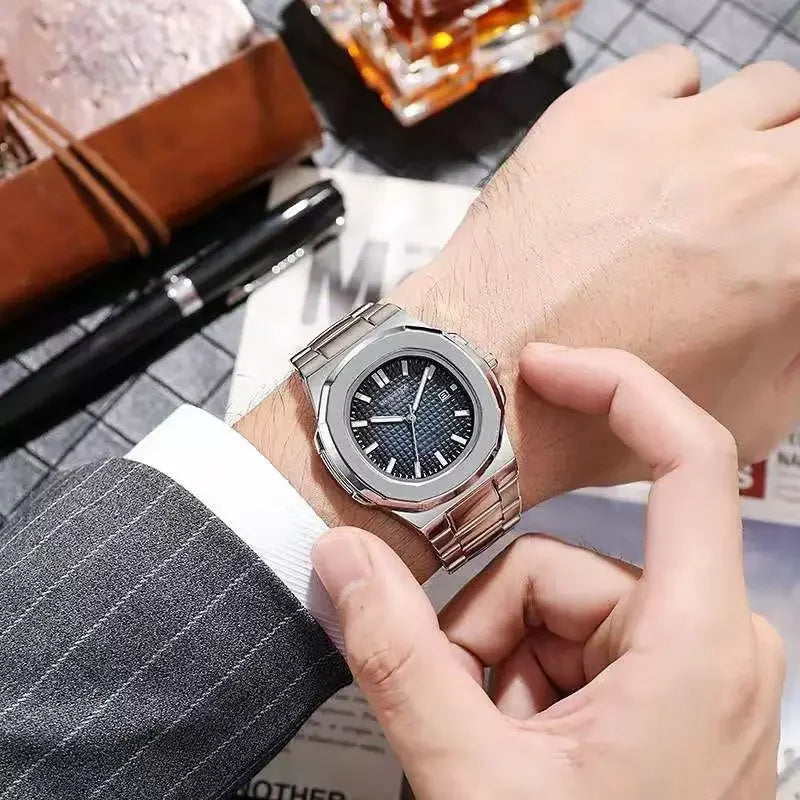 New Luxury Men Quartz Watches Automatic Date Watch Man Stainless Steel Sport Chronograph Watch for Men Clock Reloj Hombre
