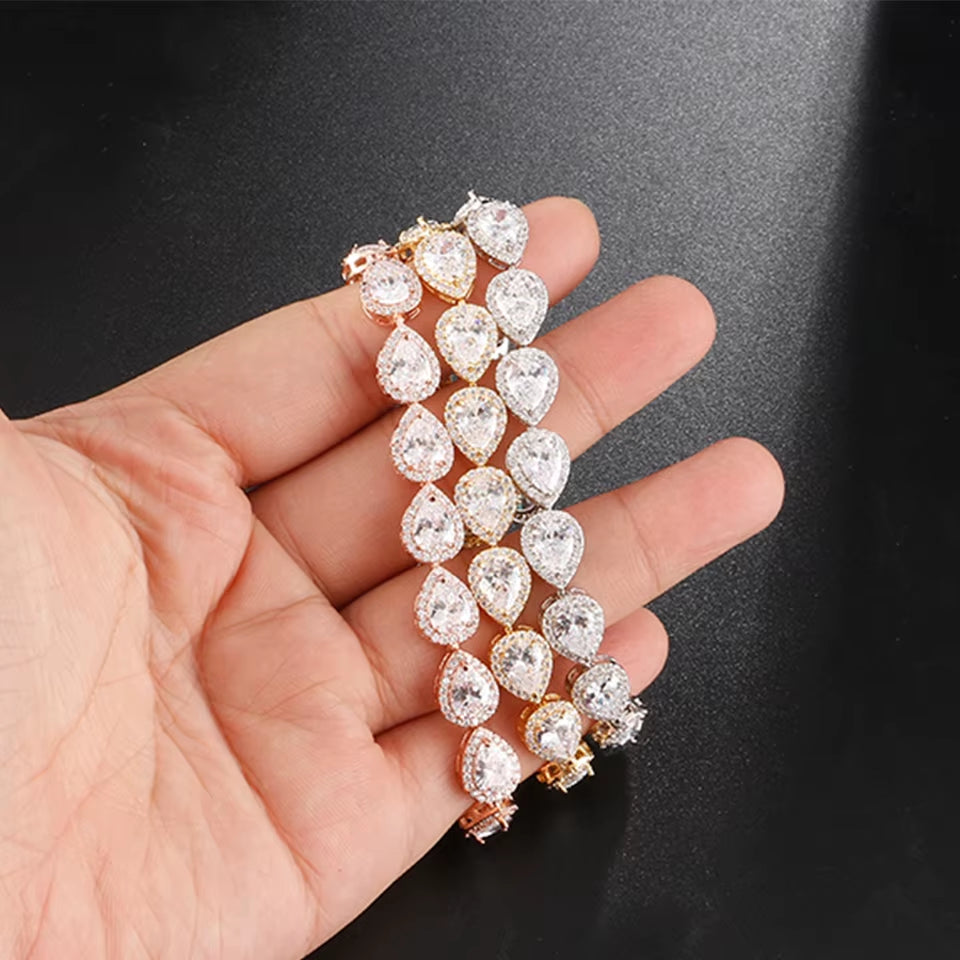 Classic Clear Big Water Drop AAA Cubic Zirconia Bracelet for Bridal Fashion Romantic Jewelry Gifts