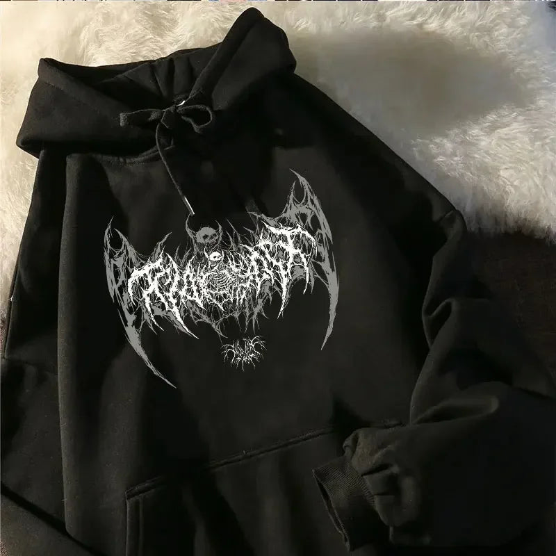 Skull Graphic Printed Long Sleeve Men Hooded Women's