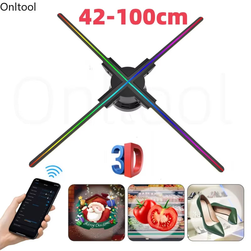 42-100CM 3D Fan Hologram Projector Wifi Display Advertising Logo Light Led Sign Holographic Lamp Three-Dimensional Projectors