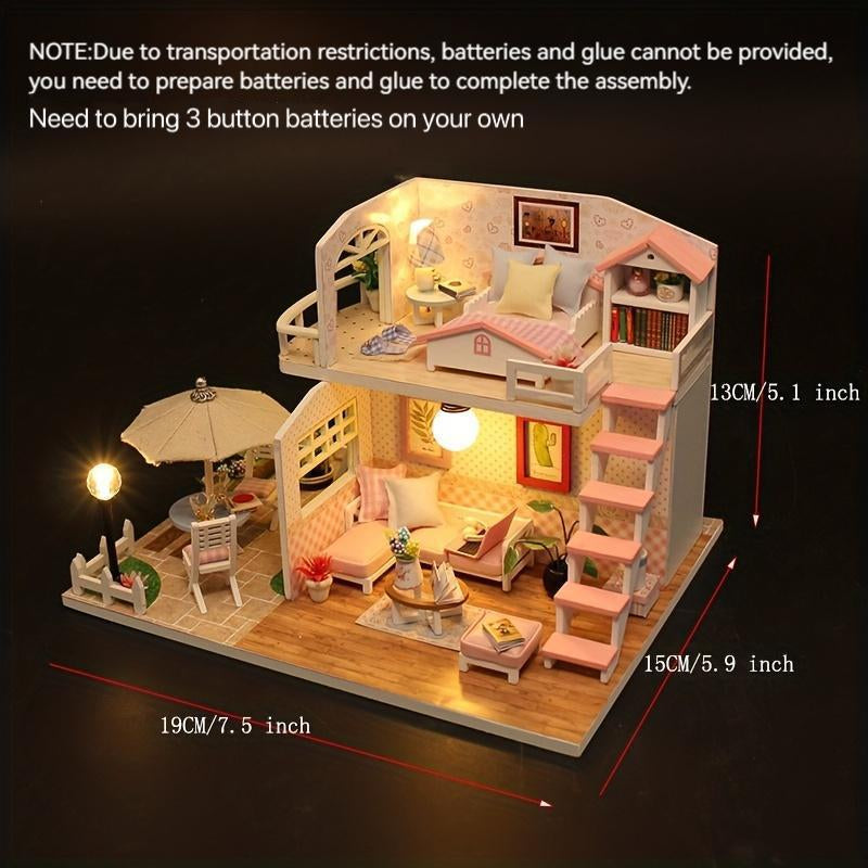 Handmade DIY Wood Craft Kit, 1 Count 3D Creative Assembly Wooden House Model, Birthday Gift, Christmas Gift