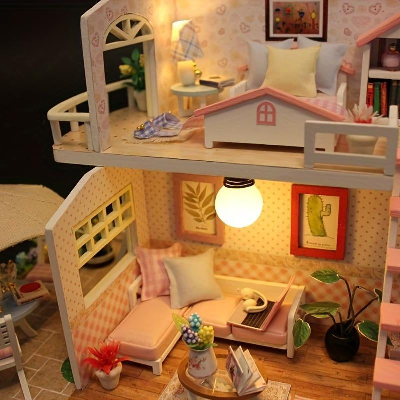 Handmade DIY Wood Craft Kit, 1 Count 3D Creative Assembly Wooden House Model, Birthday Gift, Christmas Gift