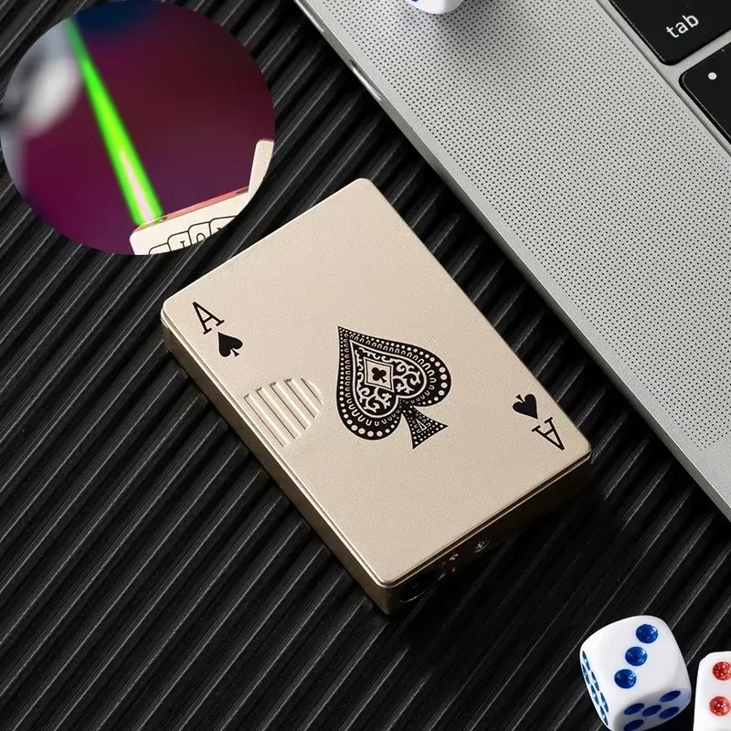 New Creative Jet Flame Poker Cigarette Lighter Metal Windproof Playing Card Gas Lighters Torch Fun Toys Smoking Accessories Gift