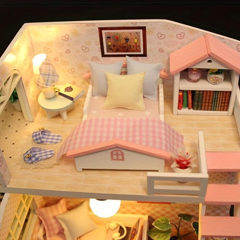 Handmade DIY Wood Craft Kit, 1 Count 3D Creative Assembly Wooden House Model, Birthday Gift, Christmas Gift