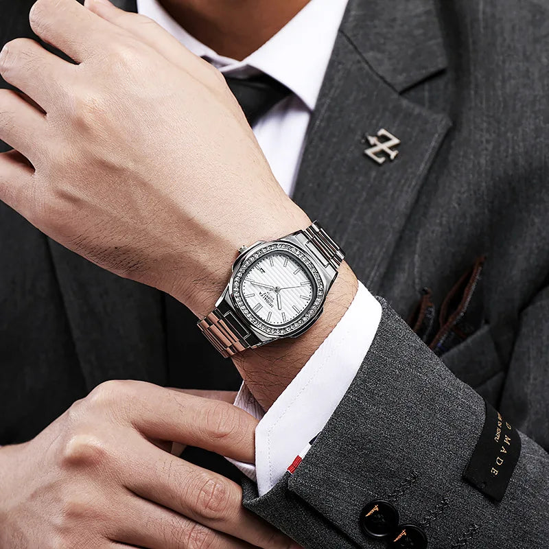New Luxury Men Quartz Watches Automatic Date Watch Man Stainless Steel Sport Chronograph Watch for Men Clock Reloj Hombre