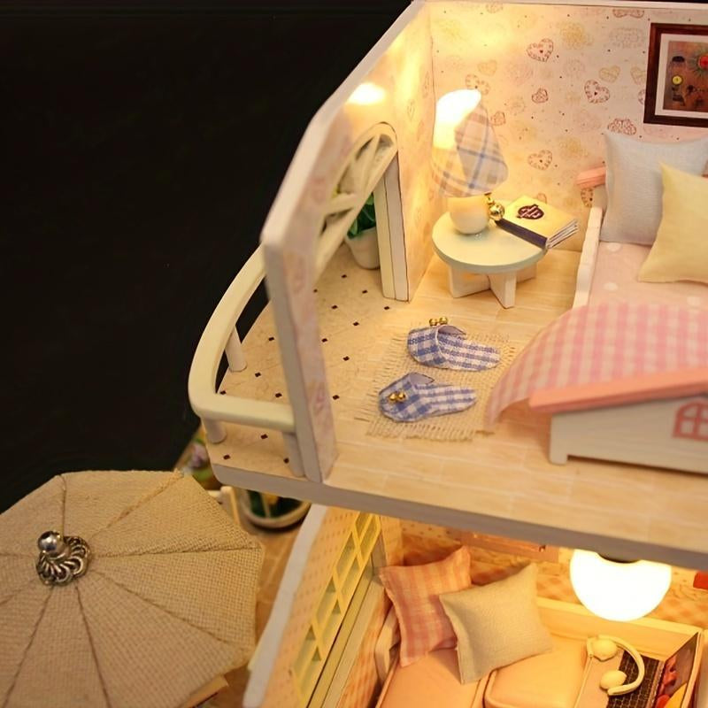 Handmade DIY Wood Craft Kit, 1 Count 3D Creative Assembly Wooden House Model, Birthday Gift, Christmas Gift