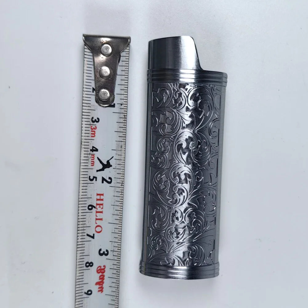 Metal Armor Gas Lighter Cover Holder Pouches Arabesque Hollow Carving J3/J5/J6 Lighter Case General Plastic Body Protection