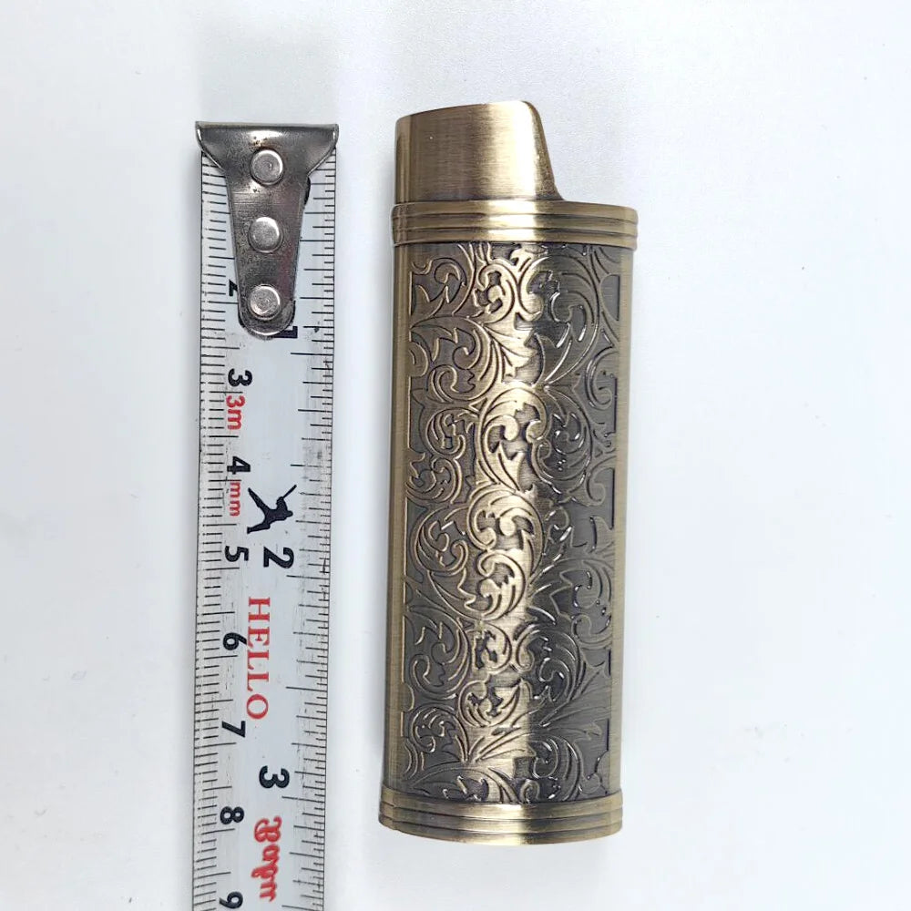 Metal Armor Gas Lighter Cover Holder Pouches Arabesque Hollow Carving J3/J5/J6 Lighter Case General Plastic Body Protection