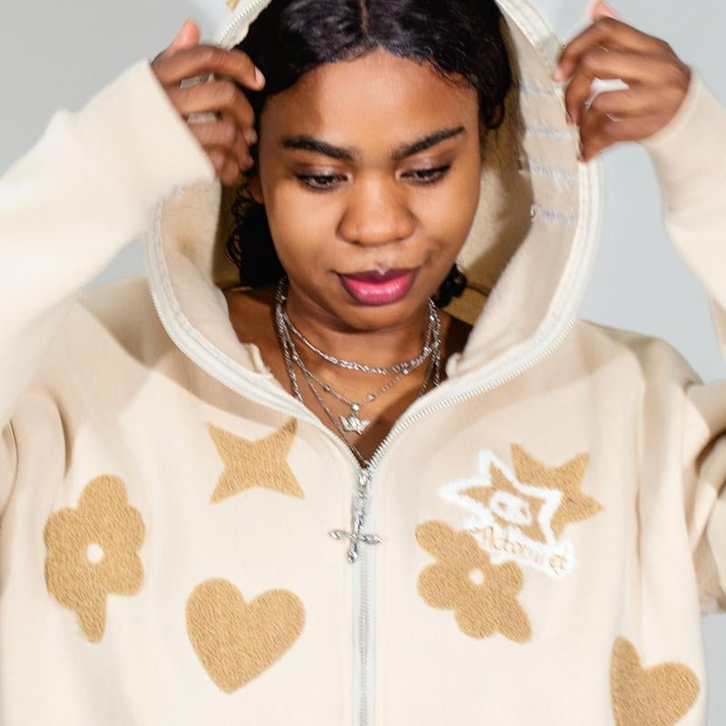 Stylish Streetwear Star Pattern Printfull Zip up Couples Hoodie Men Item Sweatshirt Varsity Jacke Y2K Outfits Men Sweaters Pullover Longsleeves Tops